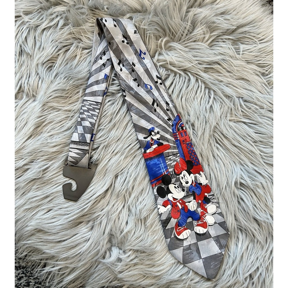 VTG Disney Unlimited Mickey Minnie Goofy Music Jukebox Neck‎ Tie